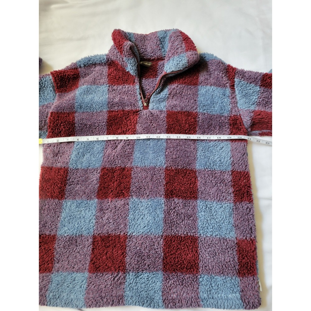 Eddie Bauer Fleece Jacket Womens Blue Purple Burgundy 1/4 Zip Pullover Fuzzy M - Picture 10 of 14